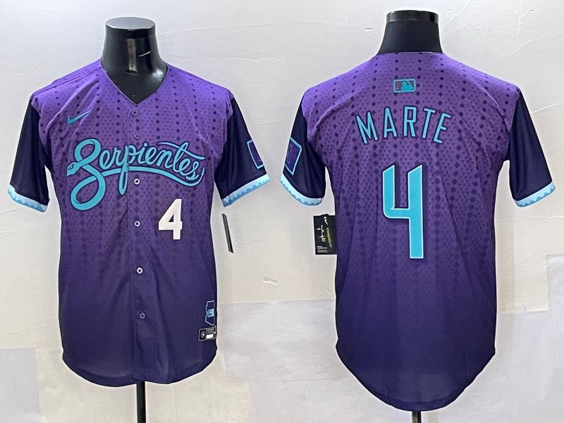 Men Arizona Diamondback #4 Marte Purple Joint Name 2025 Nike MLB Jersey style 3